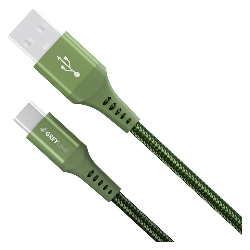 GreyLime 15W Braided USB-A til USB-C Kabel 50 cm. - Grøn