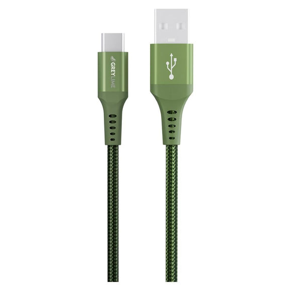 GreyLime 15W Braided USB-A til USB-C Kabel 50 cm. - Grøn
