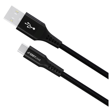 GreyLime 15W Braided USB-A til USB-C Kabel 50 cm. - Sort