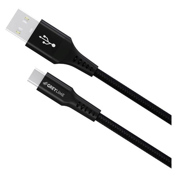 GreyLime 15W Braided USB-A til USB-C Kabel 50 cm. - Sort