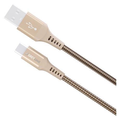 GreyLime 15W Braided USB-A til USB-C Kabel 3 m. - Beige