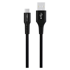 GreyLime 15W Braided USB-A til USB-C Kabel 3 m. - Sort