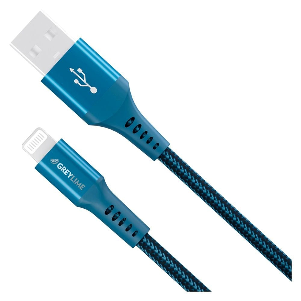 GreyLime 12W Braided USB-A til Lightning Kabel 50 cm. - Blå
