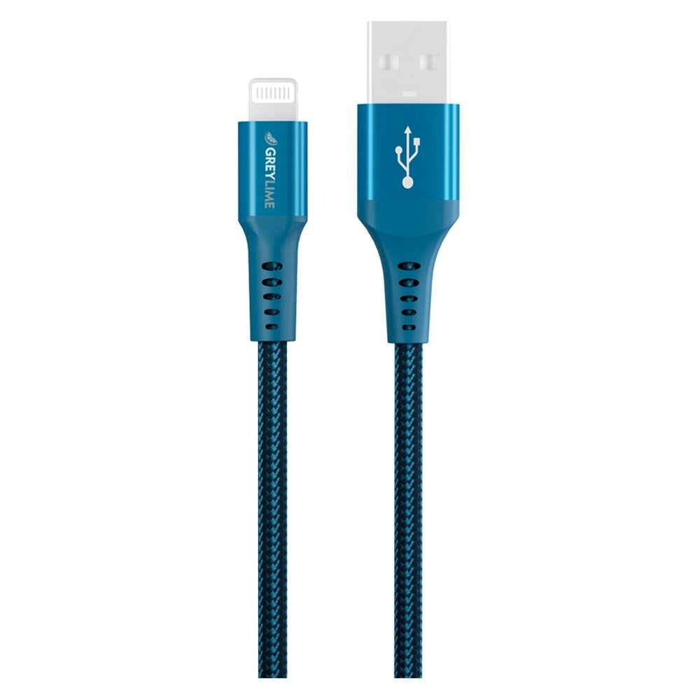 GreyLime 12W Braided USB-A til Lightning Kabel 50 cm. - Blå