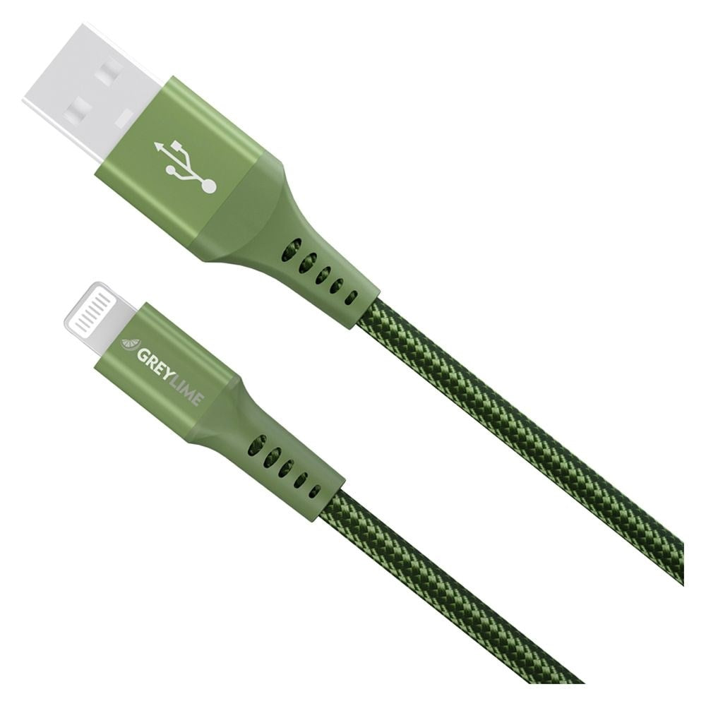 GreyLime 12W Braided USB-A til Lightning Kabel 50 cm. - Grøn