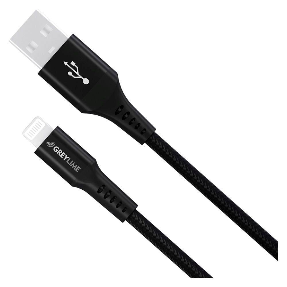 GreyLime 12W Braided USB-A til Lightning Kabel 50 cm. - Sort