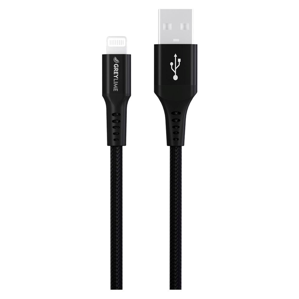 GreyLime 12W Braided USB-A til Lightning Kabel 50 cm. - Sort