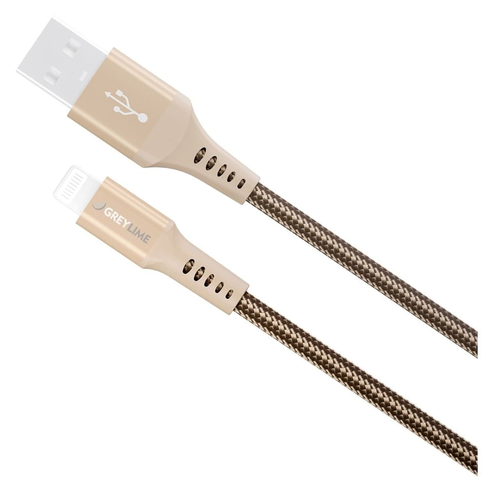 GreyLime 12W Braided USB-A til Lightning Kabel 3 m. - Beige