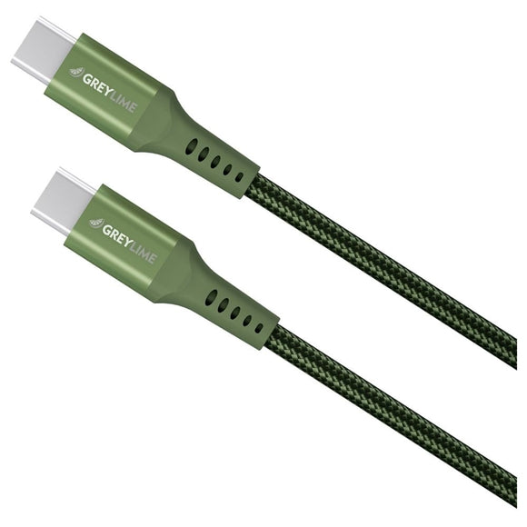 GreyLime 60W Braided USB-C til USB-C Kabel 50 cm. - Grøn