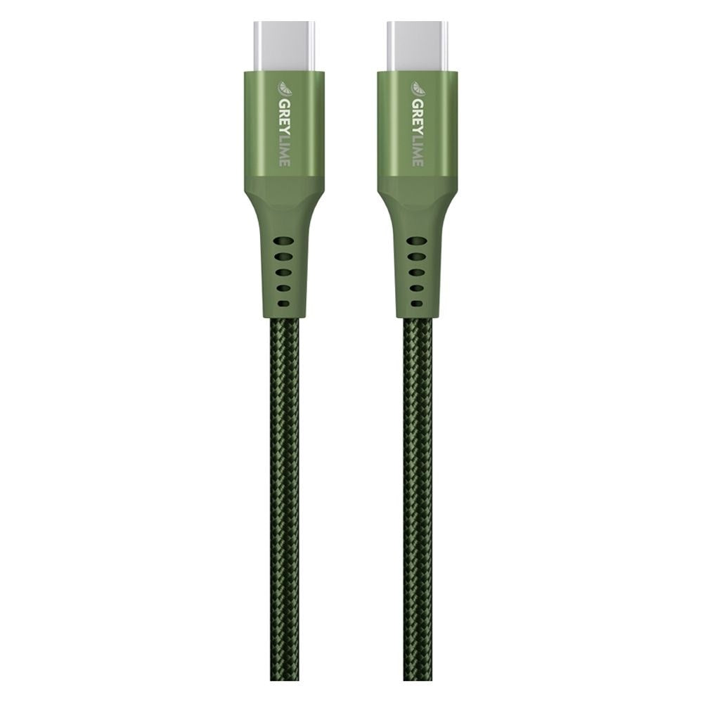 GreyLime 60W Braided USB-C til USB-C Kabel 50 cm. - Grøn
