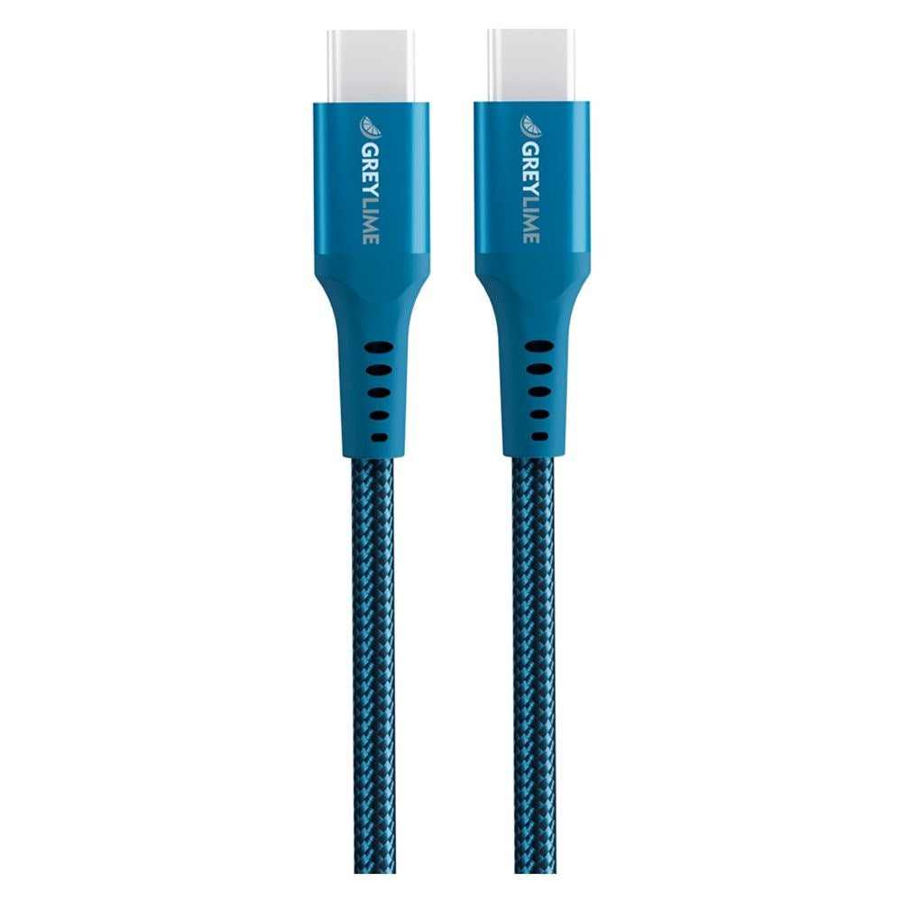 GreyLime 60W Braided USB-C til USB-C Kabel 3 m. - Blå