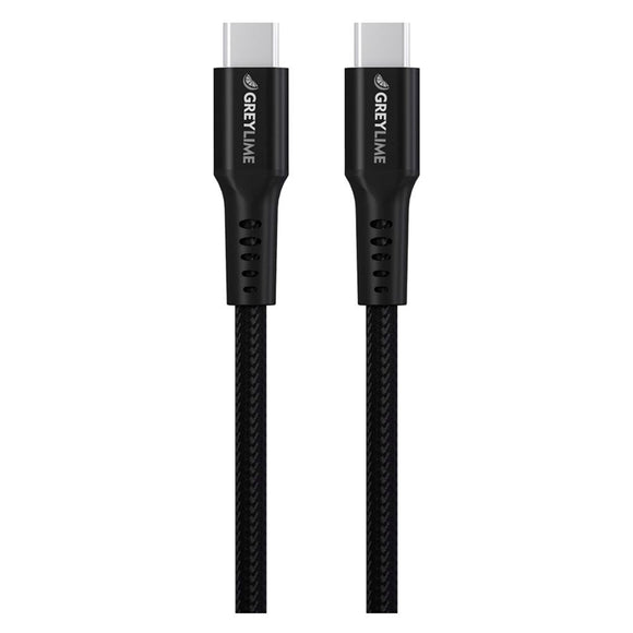 GreyLime 60W Braided USB-C til USB-C Kabel 3 m. - Sort
