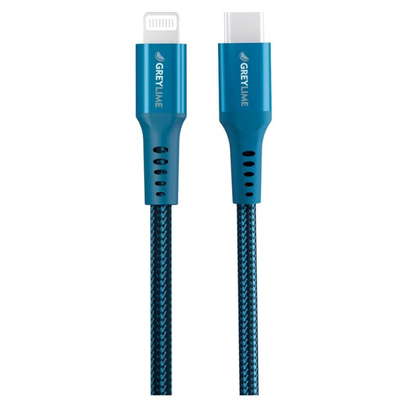 GreyLime 18W Braided USB-C til Lightning Kabel 3 m. - Blå