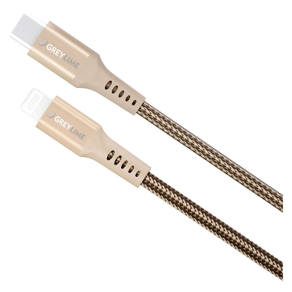 GreyLime 18W Braided USB-C til Lightning Kabel 3 m. - Beige