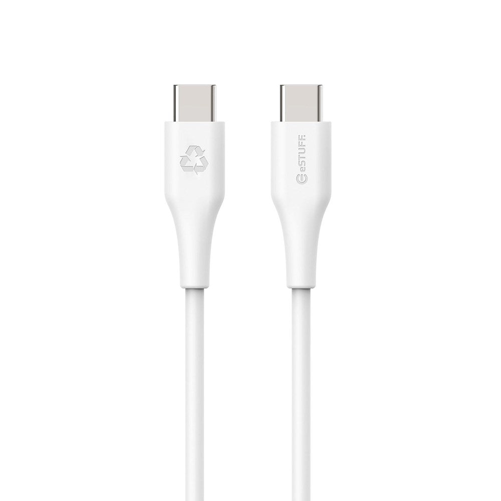 eSTUFF INFINITE USB-C til USB-C Kabel 60W 3 m - 100% Genbrugsplastik - Hvid