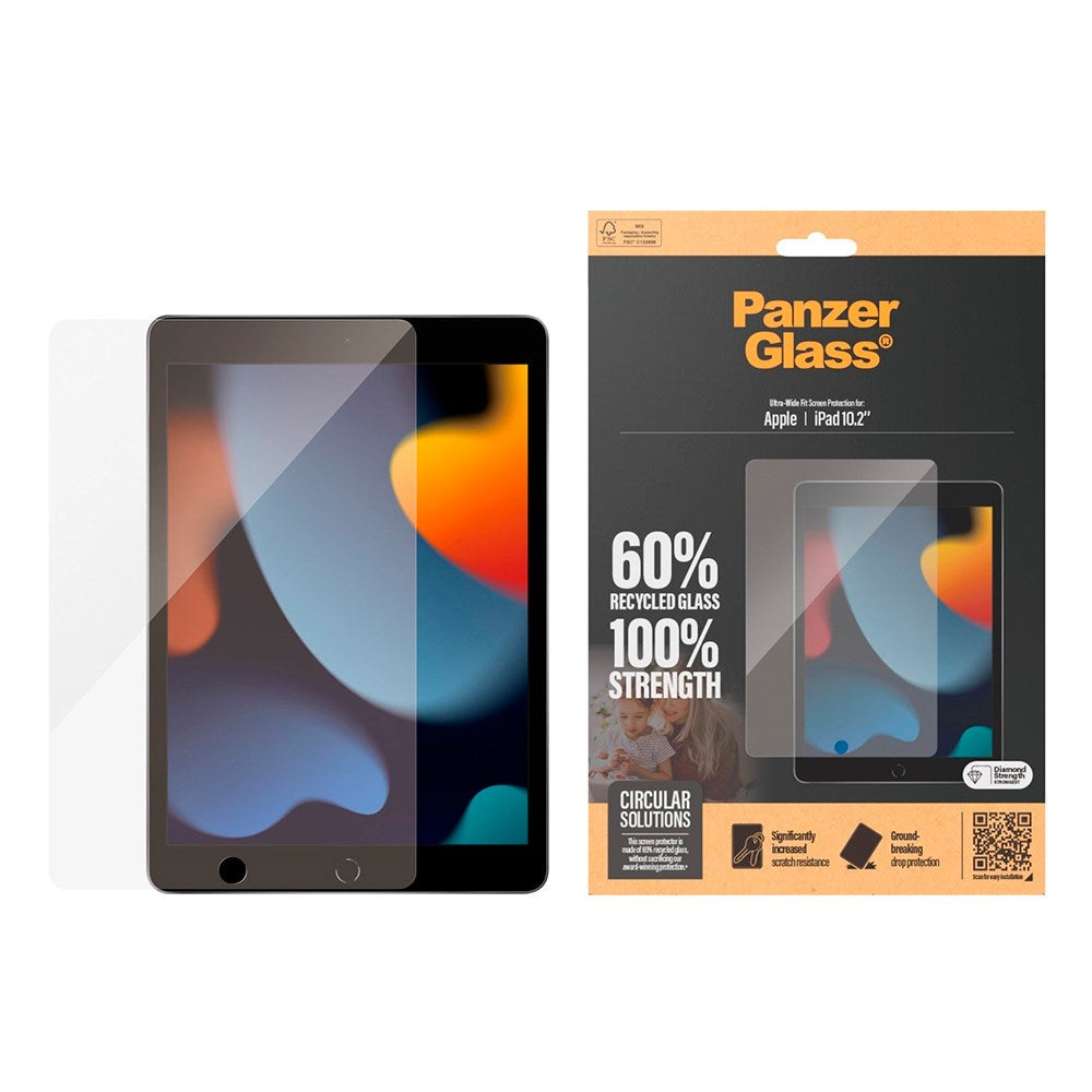 Apple iPad 10.2" (2021/2020/2019) PanzerGlass Ultra-Wide Fit Hærdet Glas Skærmbeskyttelse - Gennemsigtig