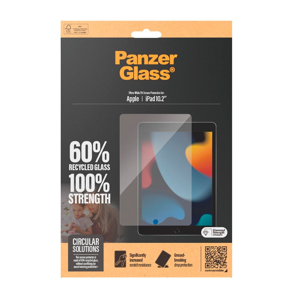 Apple iPad 10.2" (2021/2020/2019) PanzerGlass Ultra-Wide Fit Hærdet Glas Skærmbeskyttelse - Gennemsigtig