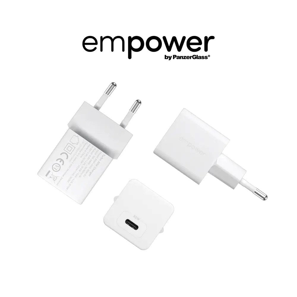 empower by PanzerGlass Turbo 30W Vægoplader m. 1x USB-C - Silver White