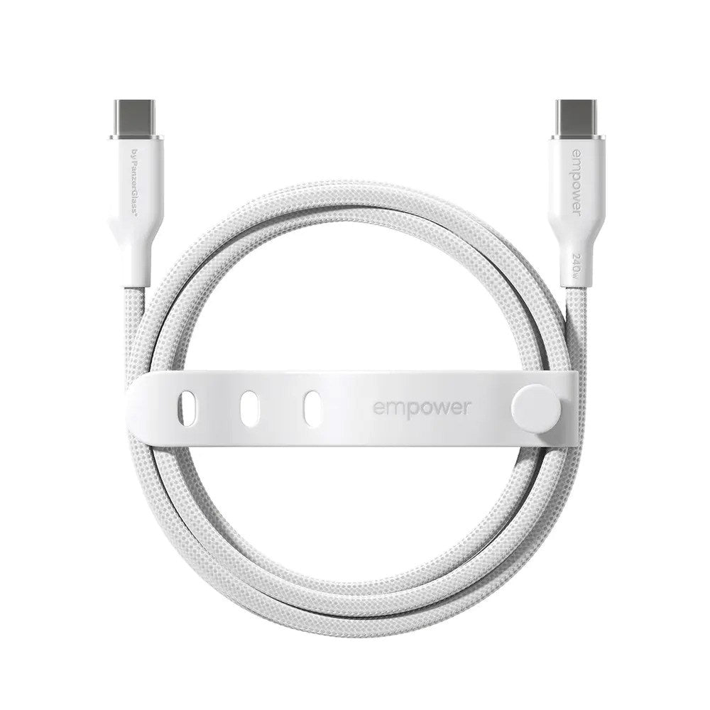empower by PanzerGlass Racing 240W USB-C til USB-C Kabel - 2m - Silver White