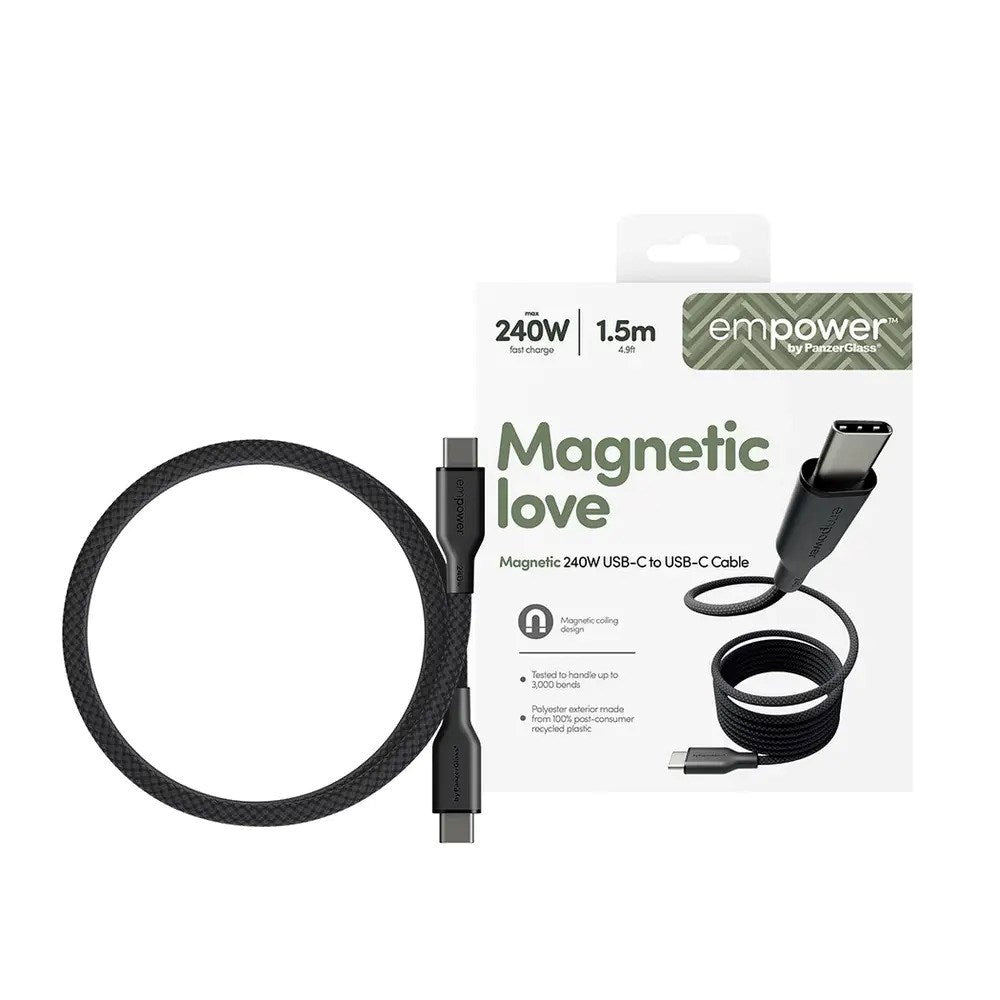 empower by PanzerGlass Magnetic 240W USB-C til USB-C Kabel - 1.5m - Space Black