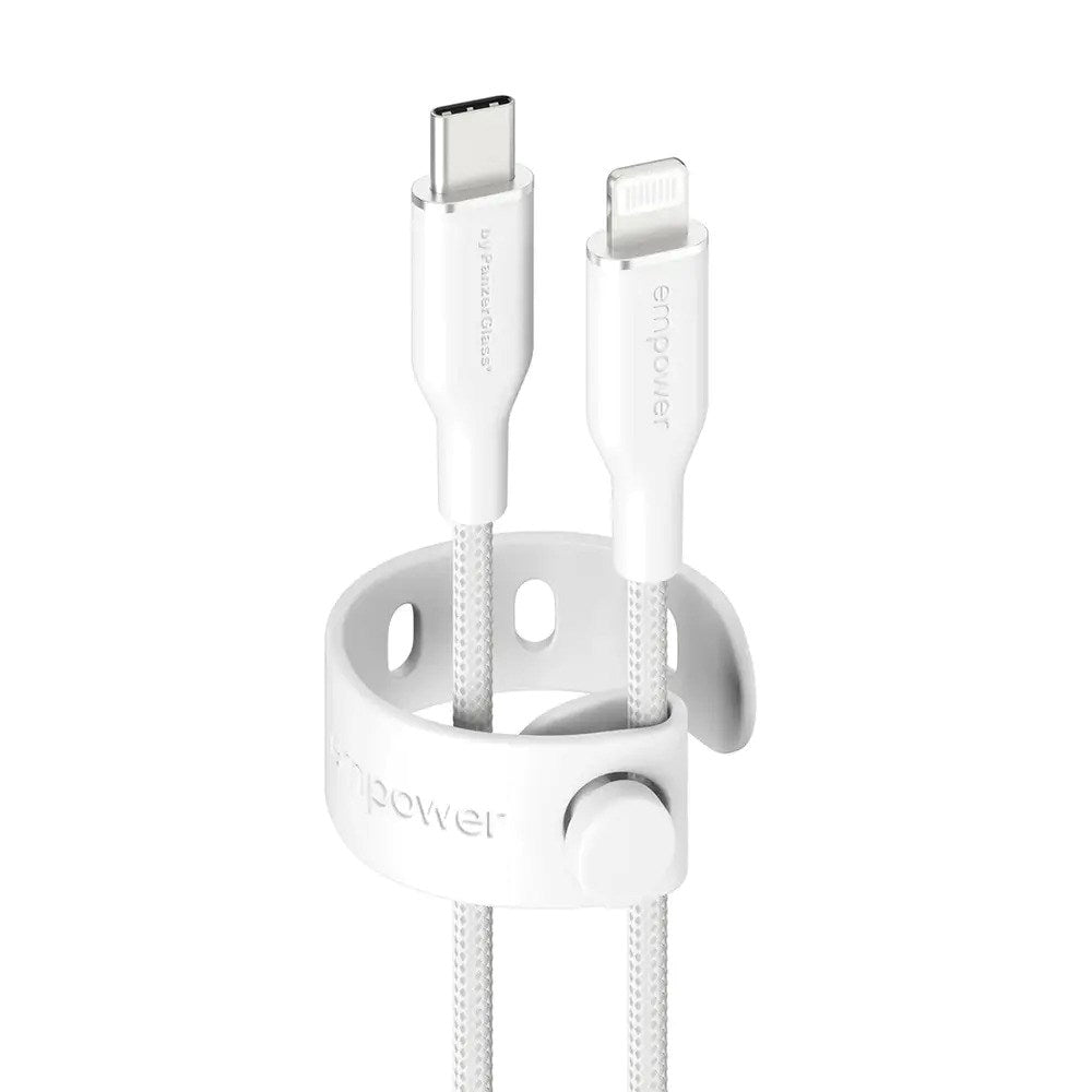 empower by PanzerGlass Racing 60W USB-C til Lightning Kabel - 1.2m - Silver White