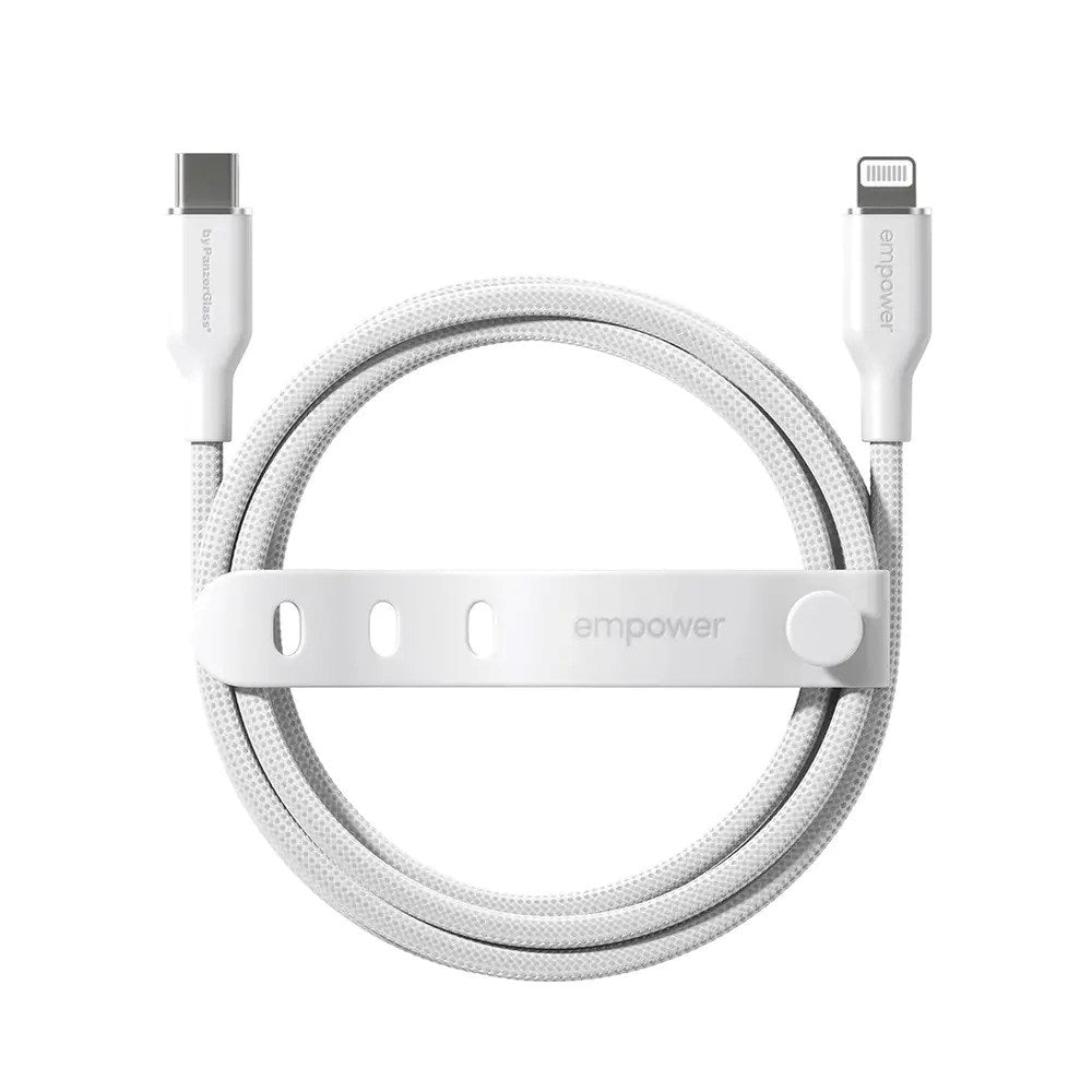 empower by PanzerGlass Racing 60W USB-C til Lightning Kabel - 1.2m - Silver White
