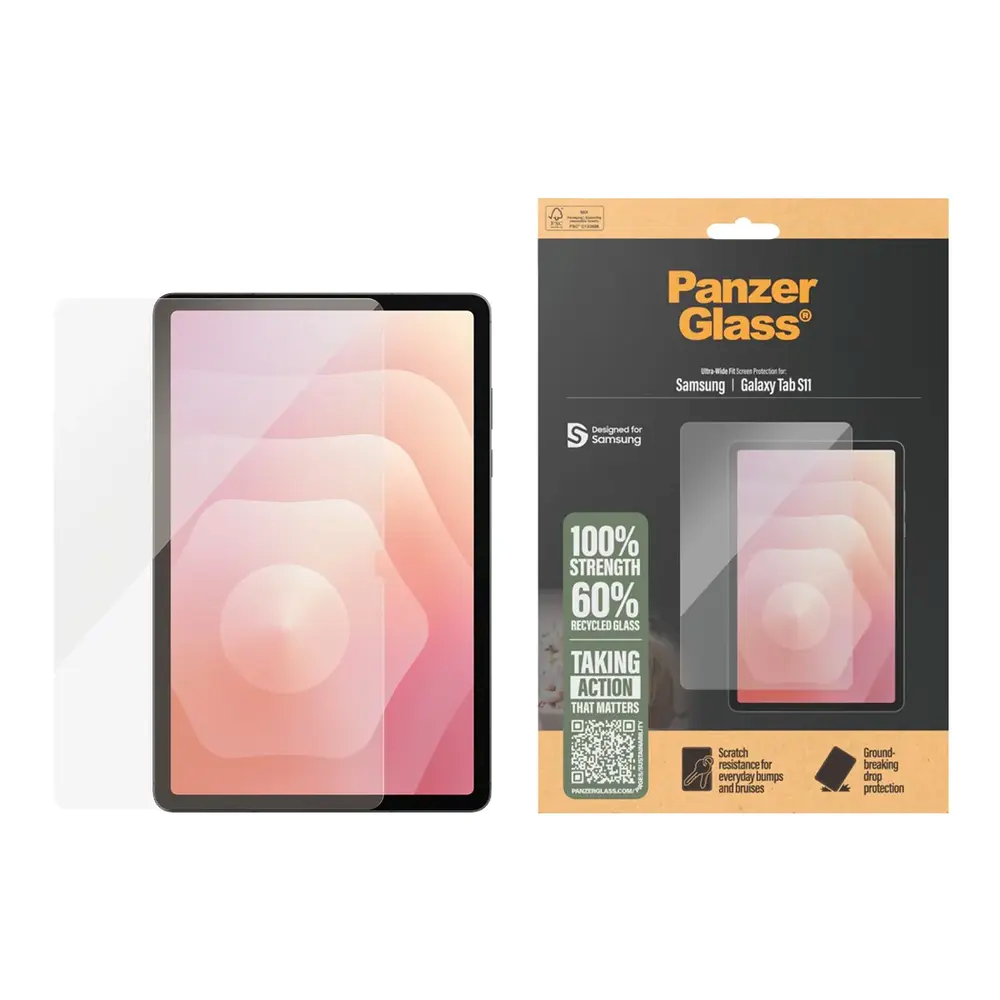 Samsung Galaxy Tab S11 PanzerGlass Ultra-Wide Fit Skærmbeskyttelse - Gennemsigtig