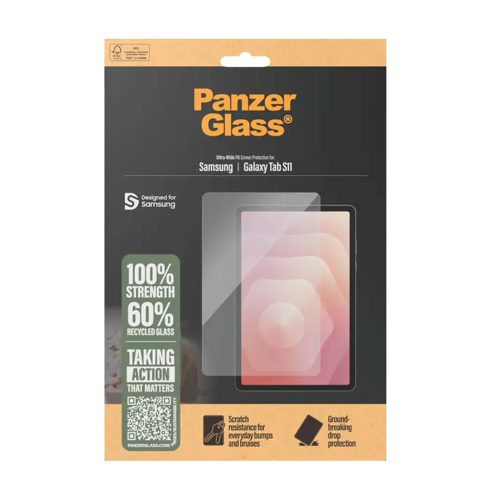 Samsung Galaxy Tab S11 PanzerGlass Ultra-Wide Fit Skærmbeskyttelse - Gennemsigtig