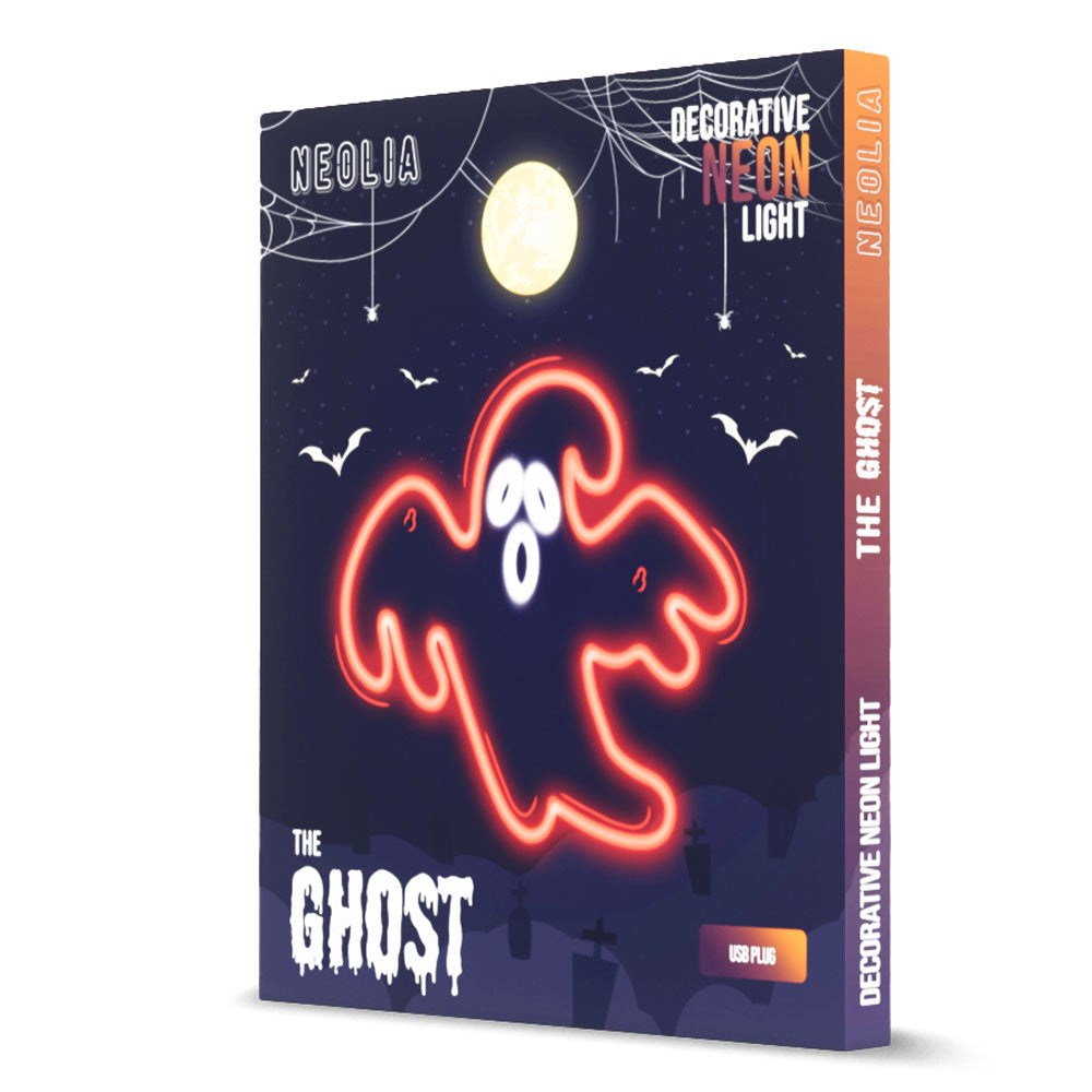 Neolia Halloween LED Neon Skilt - Rødt og Hvidt Lys m. Spøgelse