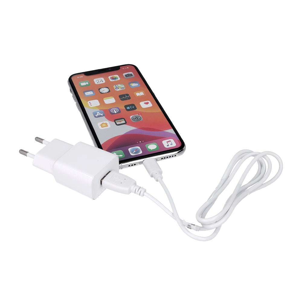 Maxlife 10,5W Vægoplader m. USB-A & Ledning USB-C - Hvid