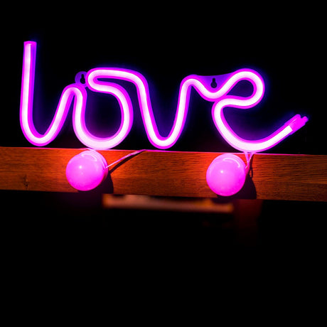 Forever Light LED Neon Skilt - Lyserødt Lys m. Love Motiv