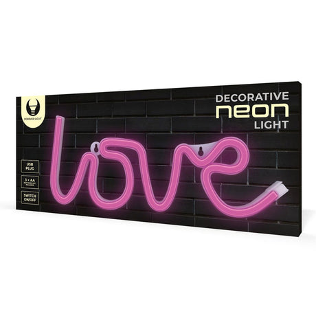 Forever Light LED Neon Skilt - Lyserødt Lys m. Love Motiv