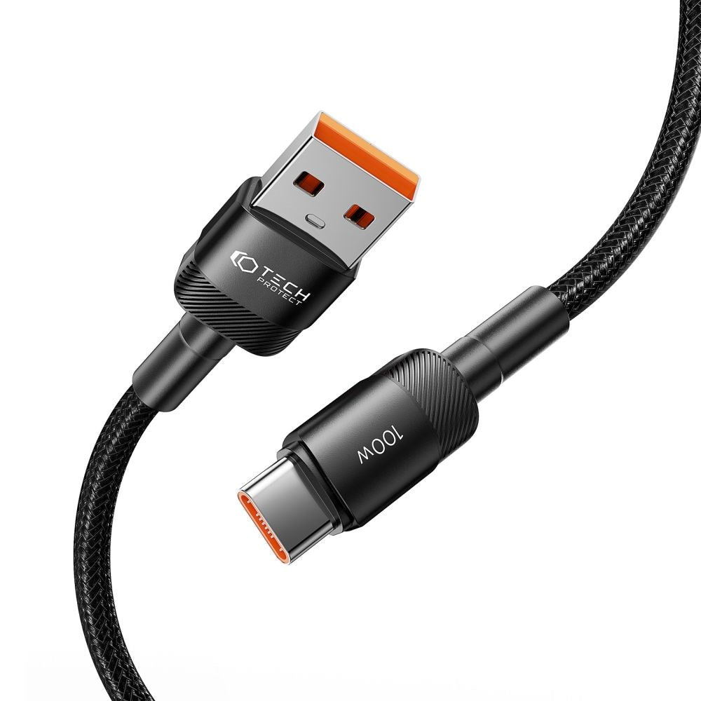 Tech-Protect Ultraboost Evo 100W/5A USB-A til USB-C Kabel 1m - Sort