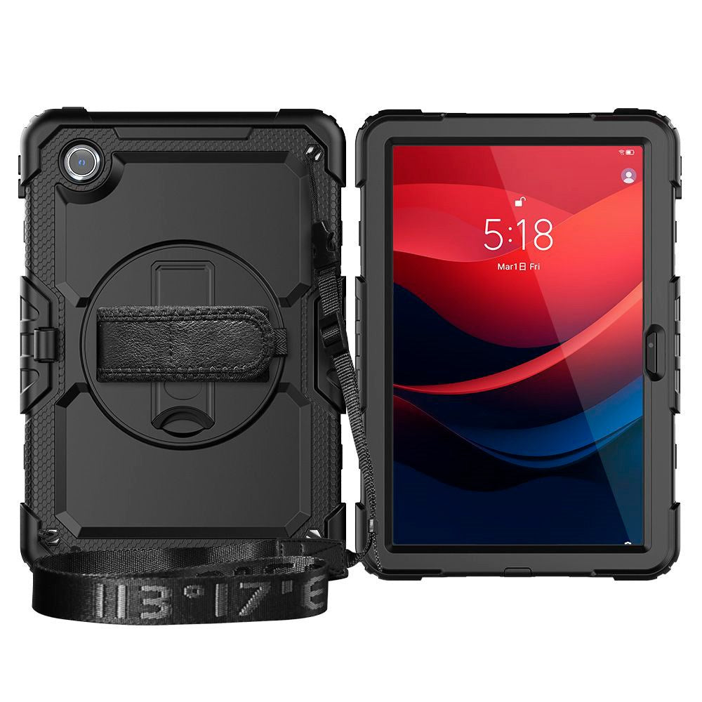 Lenovo Tab M11 Tech-Protect Solid360 Håndværker Cover m. Beskyttelsesfilm, Håndholder & Skulderstrop - Sort
