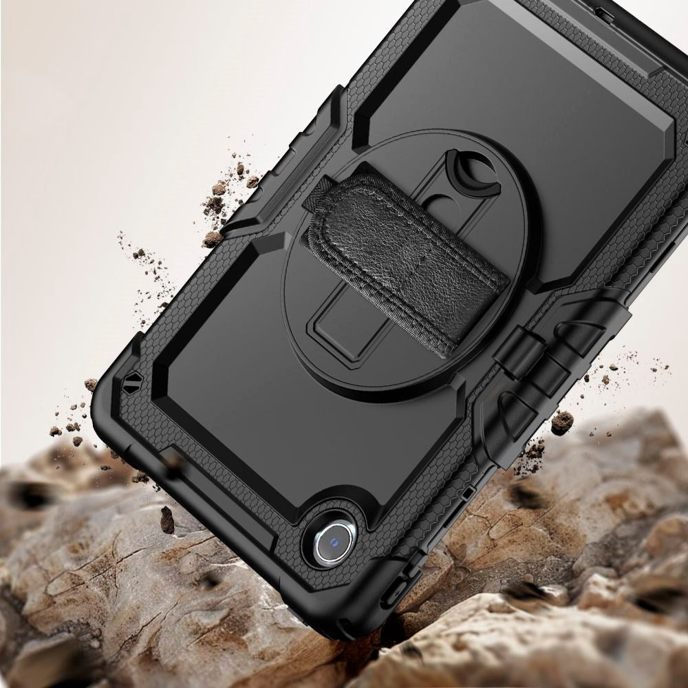 Lenovo Tab M11 Tech-Protect Solid360 Håndværker Cover m. Beskyttelsesfilm, Håndholder & Skulderstrop - Sort