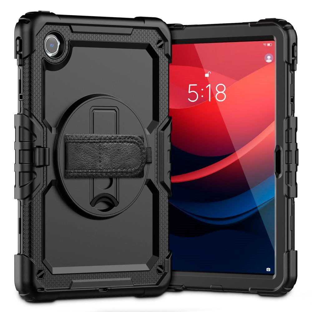Lenovo Tab M11 Tech-Protect Solid360 Håndværker Cover m. Beskyttelsesfilm, Håndholder & Skulderstrop - Sort