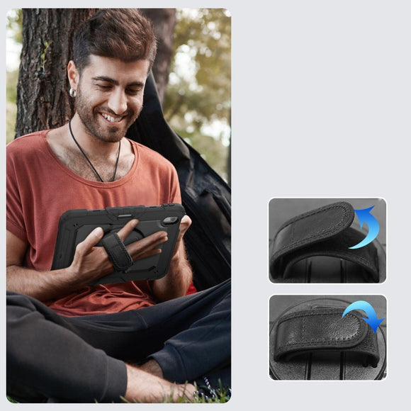 iPad Air 11" (2026 / 2025 / 2024) Tech-Protect Solid360 Håndværker Cover m. Beskyttelsesfilm, Håndholder & Skulderstrop - Sort
