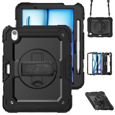 iPad Air 11" (2026 / 2025 / 2024) Tech-Protect Solid360 Håndværker Cover m. Beskyttelsesfilm, Håndholder & Skulderstrop - Sort
