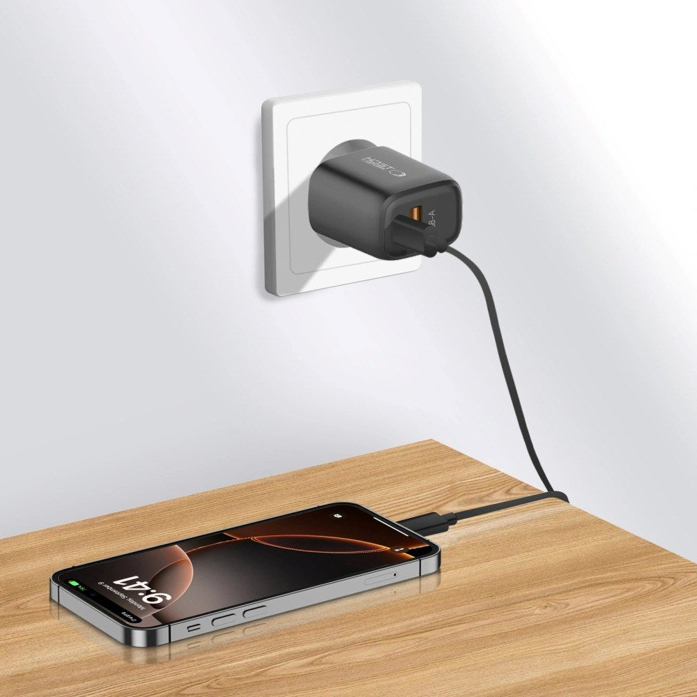 Tech-Protect NCA30 Vægoplader m. 30W - 1 x USB-A & 1 x USB-C - Sort