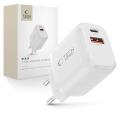 Tech-Protect NCA20 Vægoplader m. 20W - 1 x USB-A & 1 x USB-C - Hvid