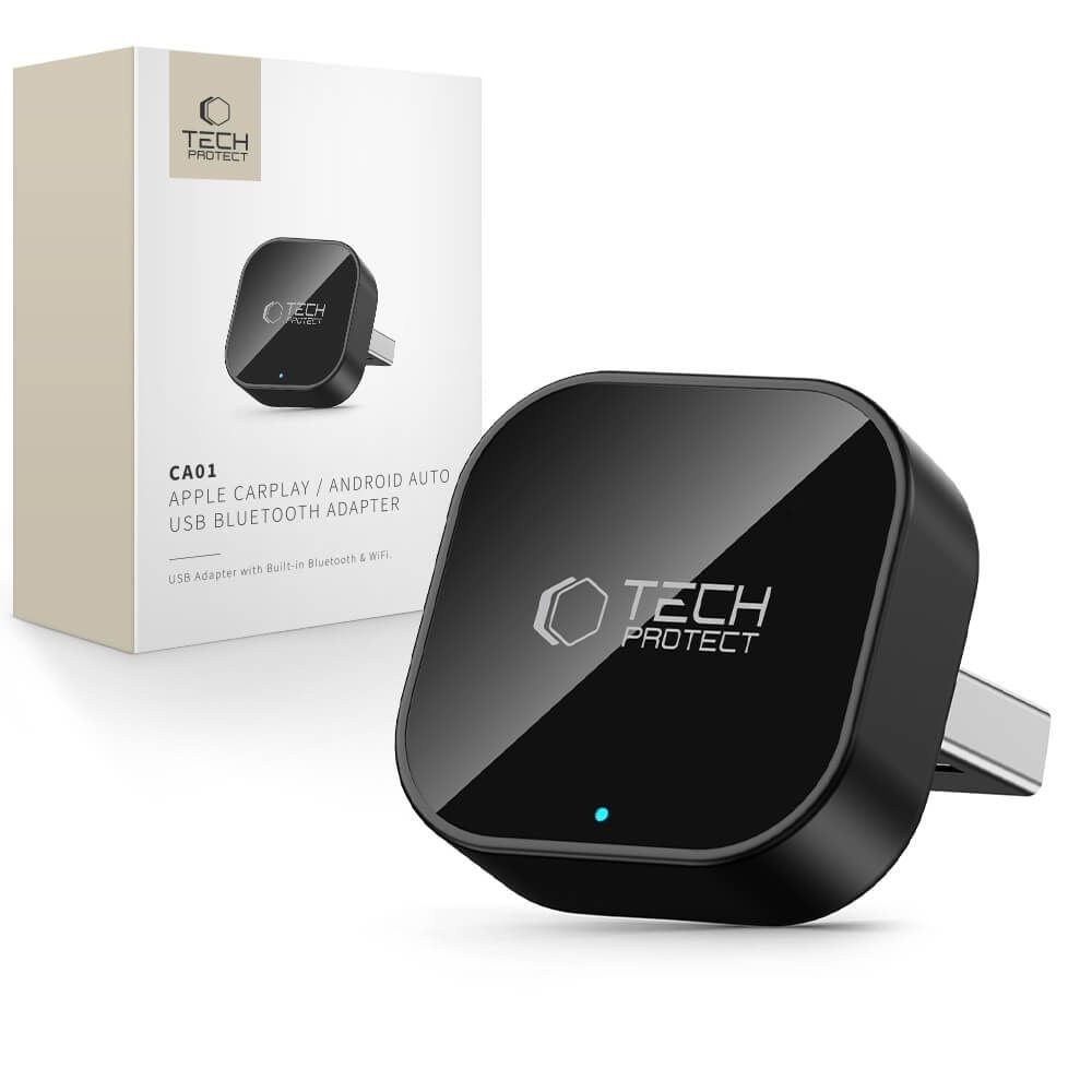 Tech-Protect UltraBoost CA01 Apple Carplay / Android Auto Adapter m. USB-A - Bluetooth / WiFi - Sort