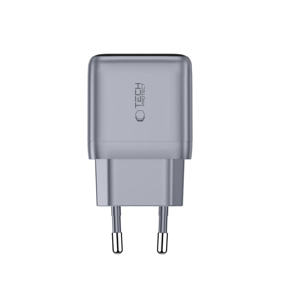 Vægoplader 45W m. USB-C Tech-Protect PowerVision NC45W-GaN - Grå