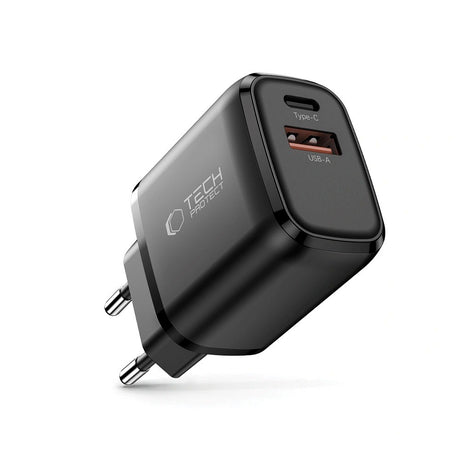Tech-Protect NCA20 Vægoplader m. 20W - 1 x USB-A & 1 x USB-C - Sort