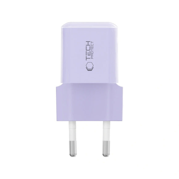 Tech-Protect NCM25 Vægoplader m. 25W - 1 x USB-C - Lilla