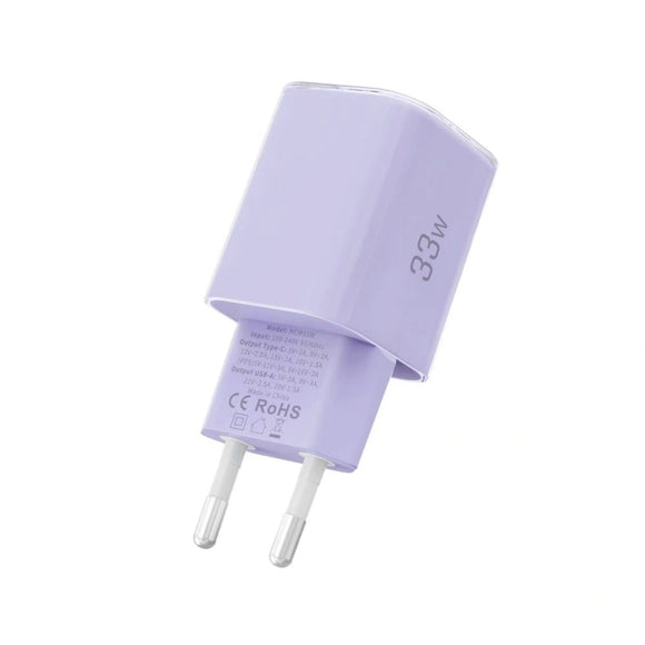 Tech-Protect 33W Vægoplader m. 1x USB-A & 1x USB-C - Lilla