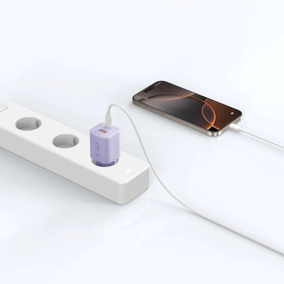 Tech-Protect 33W Vægoplader m. 1x USB-A & 1x USB-C - Lilla
