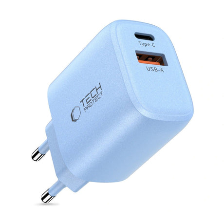 Tech-Protect NCA20 Vægoplader m. 20W - 1 x USB-A & 1 x USB-C - Blå