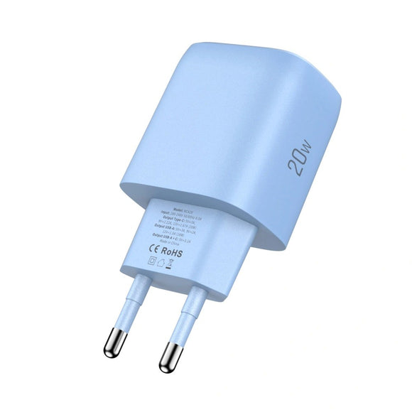 Tech-Protect NCA20 Vægoplader m. 20W - 1 x USB-A & 1 x USB-C - Blå