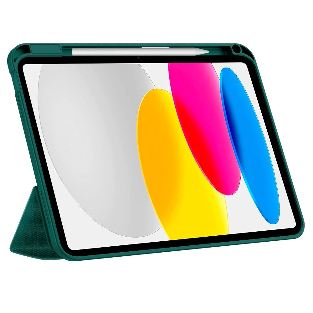 iPad 11" (2025) / 10.9" (2024 / 2022) Tech-Protect Canvas Flip Cover m. Pen Holder - Grøn