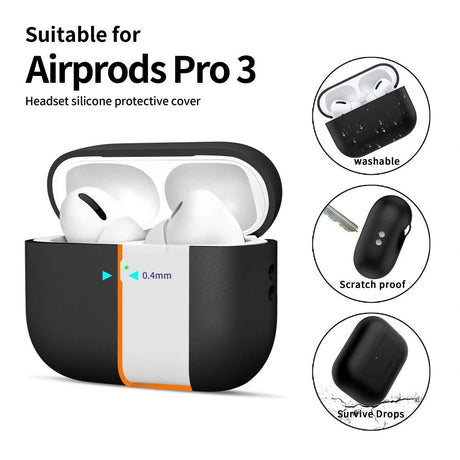 Apple AirPods Pro (3. Gen) Tech-Protect Silikone Cover m. Rem - Sort